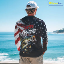 Load image into Gallery viewer, American Flag Bass Fishing Shirt For Men, Personalized Largemouth Bass Fishing Apparel