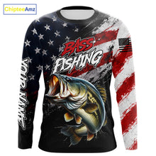 Load image into Gallery viewer, American Flag Bass Fishing Shirt For Men, Personalized Largemouth Bass Fishing Apparel