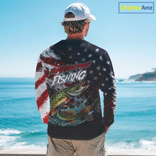Load image into Gallery viewer, American Flag Northern Pike Fishing Shirt For Men, Personalized Northern Pike Fishing Apparel