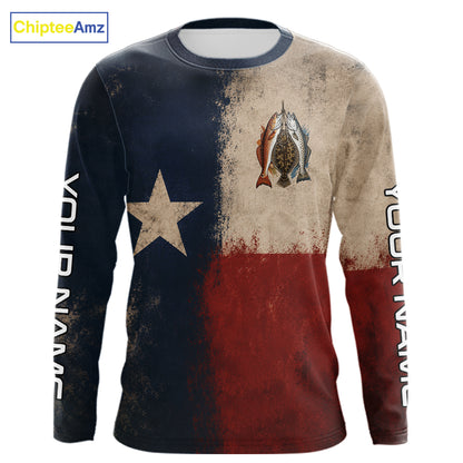 Texas Slam Speckled Trout Flounder Redfish Fishing Shirt, Texas Flag UV Performance Fishing Apparel 