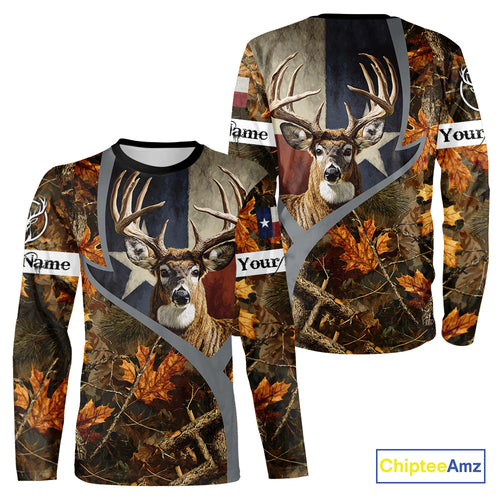 Deer Hunting Shirt-Personalized Texas Flag Camo Forest, Best Gifts for Deer Hunters NHT198