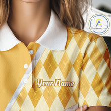 Load image into Gallery viewer, Personalized Bee Golf Polo Shirt Argyle Golf Shirt Custom Name Golfer Shirt Golf Gift For Womens NHT687