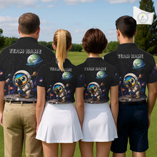 Load image into Gallery viewer, Personalized Astronaut Parrot Mens Golf Polo Shirt – Cute Space Bird Golf Shirt, Custom Team Name NHT1187