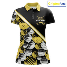 Load image into Gallery viewer, Golf Balls Yellow Pattern Womens Golf Polo Shirts Custom Golf Apparel For Familly Team Shirt NHT708