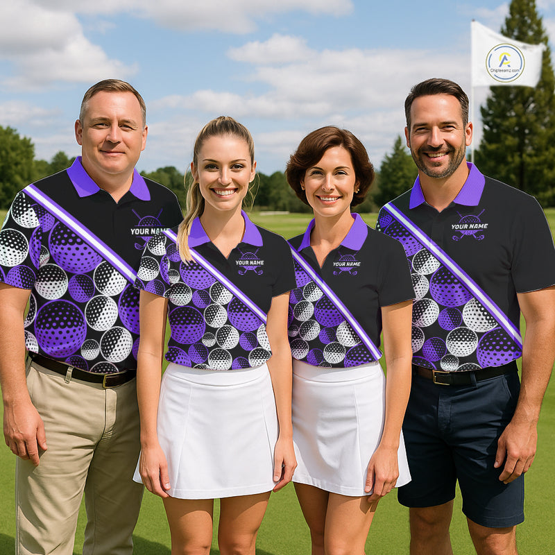 Golf Balls Purple Pattern  Womens Golf Polo Shirts Custom Golf Apparel For Familly Team Shirt NHT710