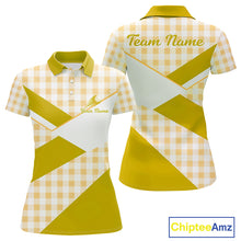 Load image into Gallery viewer, Custom Women’s Yellow Gingham Plaid Golf Polo Shirts– Personalized Ladies Golf Apparel NHT717