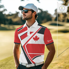 Load image into Gallery viewer, Personalized Canada Flag Mens Golf Polo Shirt, Patriotic Golf Gifts For Golf Lover NHT733