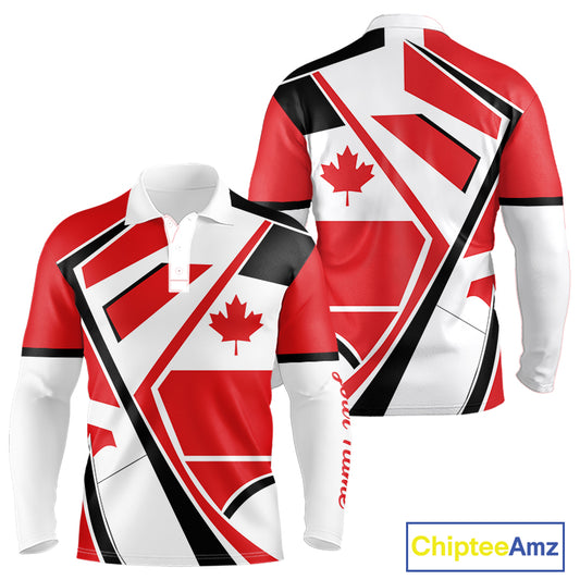 Personalized Canada Flag Mens Golf Polo Shirt, Patriotic Golf Gifts For Golf Lover NHT733
