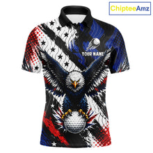 Load image into Gallery viewer, American Flag Eagle Mens Golf Polo Shirts Custom Patriotic Eagle Golf Jersey NHT903
