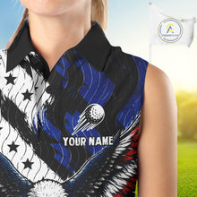 Load image into Gallery viewer, American Flag Eagle Womens Sleeveless Golf Polo Shirts Custom Patriotic Eagle Golf Jersey NHT903