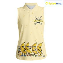Load image into Gallery viewer, Funny Banana Womens Sleeveless Golf Polo Shirts Team, Women Golf Jerseys For Golfer, Golf Gifts NHT908
