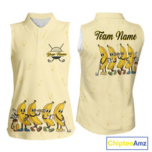 Load image into Gallery viewer, Funny Banana Womens Sleeveless Golf Polo Shirts Team, Women Golf Jerseys For Golfer, Golf Gifts NHT908