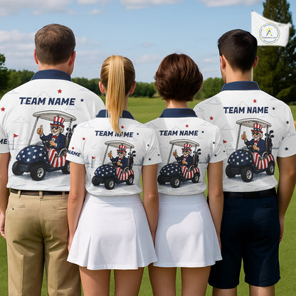 Custom Patriotic Mens Golf Polo Shirt – American Eagle Golf Team Polo With Personalized Name NHT1065