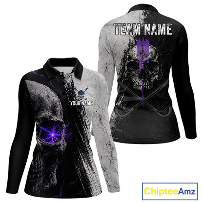 Long-sleeve shirt with skull design on front and back, customizable text, and ChipteeAmz branding.