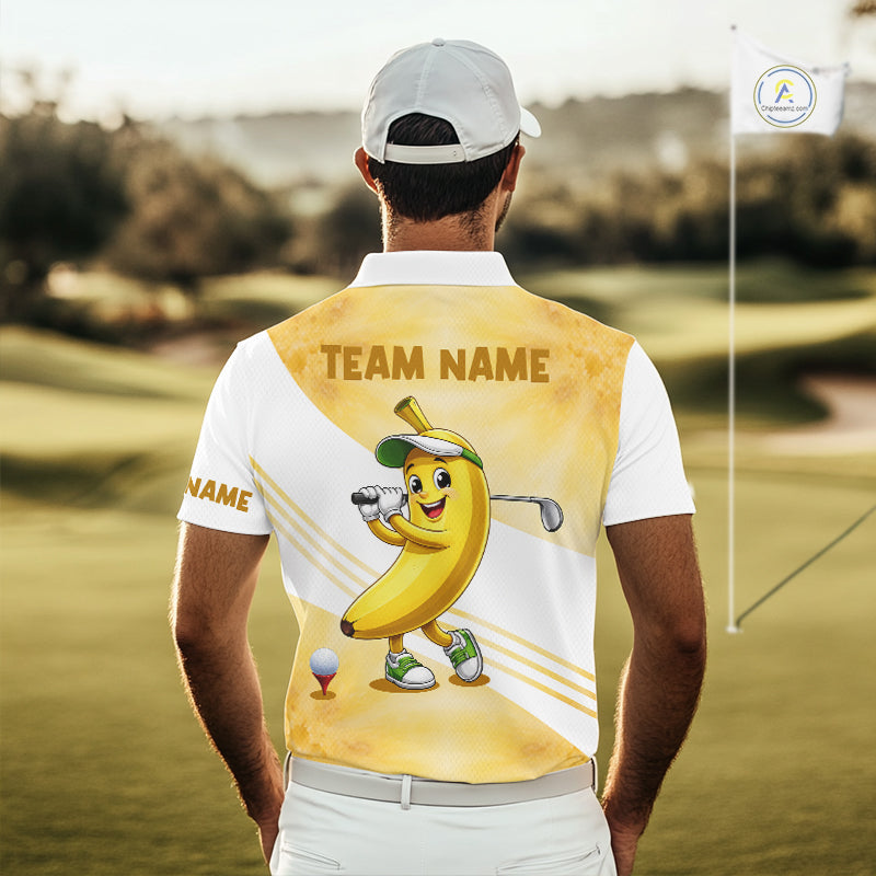 Funny Banana Golf Polo Shirt Custom Name – Cute Banana Golfer Golf Polo For Men 