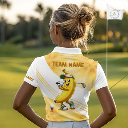 Funny Banana Golf Polo Shirt Custom Name – Cute Banana Golfer Golf Polo For Women 