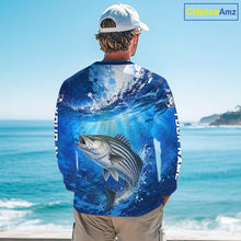 Load image into Gallery viewer, Striped Bass Fishing Jersey Ocean Blue 3D All Over Print Long Sleeve Performance Shirt 