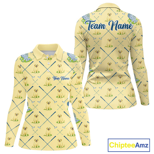 Funny Yellow Labrador Golf Polo Shirt For Team, Womens Polo Shirt For Golf Lovers NHT564