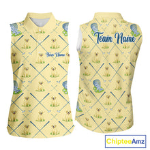 Load image into Gallery viewer, Funny Yellow Labrador Womens Sleeveless Golf Polo Shirt For Team, Womens Polo Shirt For Golf Lovers NHT564