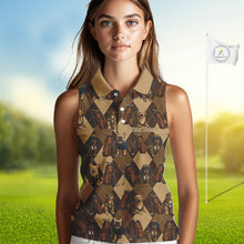 Load image into Gallery viewer, Funny Dog Pattern Womens Sleeveless Golf Polo Shirt For Team, Best Golf Dog Custom Pet For Golf Lovers NHT566