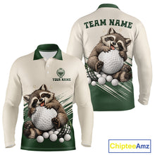 Load image into Gallery viewer, Custom Green Raccoon Golf Jersey For Mens, Custom Name Funny Golf Top For Team NHT935