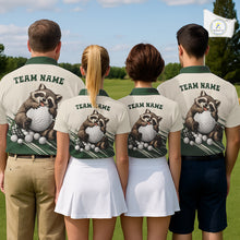 Load image into Gallery viewer, Custom Green Raccoon Golf Jersey For Mens, Custom Name Funny Golf Top For Team NHT935