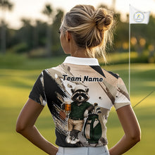 Load image into Gallery viewer, Custom Beige Funny Raccoon Golf Team Shirt For Womens, Golf Jersey Polo Shirt Outfit NHT937