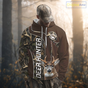 Brown Camo Deer Hunting Shirt, Deer Hunting Custom Name Camouflage Hunting Clothes NHT239