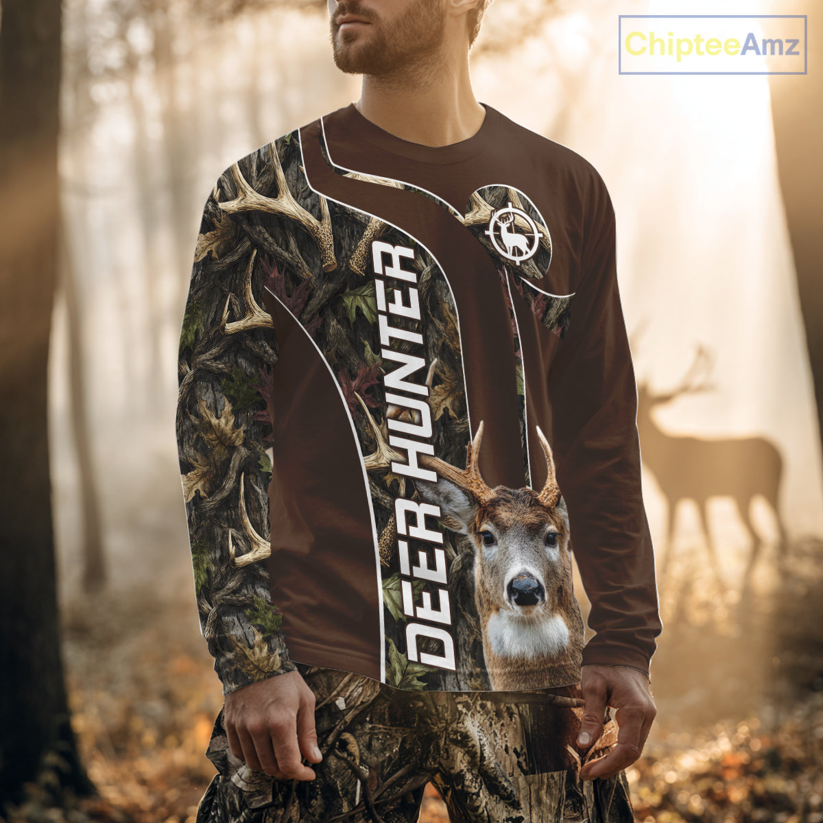 Brown Camo Deer Hunting Shirt, Deer Hunting Custom Name Camouflage Hunting Clothes NHT239