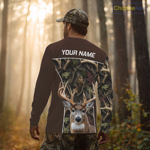 Brown Camo Deer Hunting Shirt, Deer Hunting Custom Name Camouflage Hunting Clothes NHT239