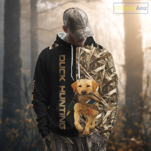 Personalized Yellow Lab Duck Hunting Custom Name All Over Print Shirt, Duck Hunting Gifts NHT241