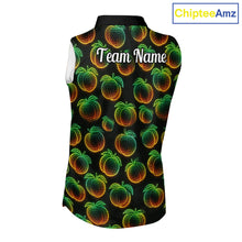 Load image into Gallery viewer, Funny Neon Colorful Peach In Dark Womens Sleeveless Golf Polo Shirt,  Funny Fruit Pattern Polo Top NHT578
