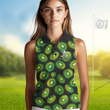 Load image into Gallery viewer, Funny Colorful Kiwi In Dark Womens Sleeveless Golf Polo Shirt,  Funny Fruit Pattern Polo Top NHT579