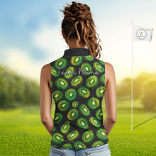 Load image into Gallery viewer, Funny Colorful Kiwi In Dark Womens Sleeveless Golf Polo Shirt,  Funny Fruit Pattern Polo Top NHT579