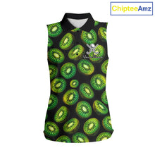 Load image into Gallery viewer, Funny Colorful Kiwi In Dark Womens Sleeveless Golf Polo Shirt,  Funny Fruit Pattern Polo Top NHT579