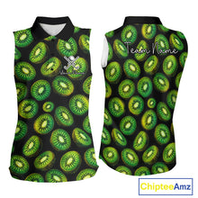 Load image into Gallery viewer, Funny Colorful Kiwi In Dark Womens Sleeveless Golf Polo Shirt,  Funny Fruit Pattern Polo Top NHT579