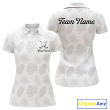 Load image into Gallery viewer, Womens Golf Polo Shirts Custom Gray Tropical Leaves Golf Shirts, Best Mens Golf Wears NHT783