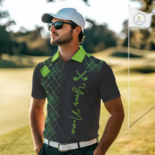 Load image into Gallery viewer, Mens Golf Polo Shirt Argyle Pattern Golf Shirts For Mens Funny White Green Golf Gifts NHT788