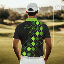 Load image into Gallery viewer, Mens Golf Polo Shirt Argyle Pattern Golf Shirts For Mens Funny White Green Golf Gifts NHT788