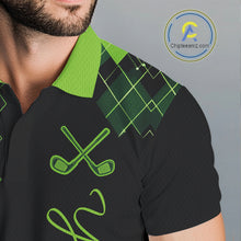 Load image into Gallery viewer, Mens Golf Polo Shirt Argyle Pattern Golf Shirts For Mens Funny White Green Golf Gifts NHT788