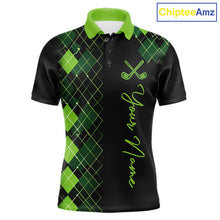Load image into Gallery viewer, Mens Golf Polo Shirt Argyle Pattern Golf Shirts For Mens Funny White Green Golf Gifts NHT788