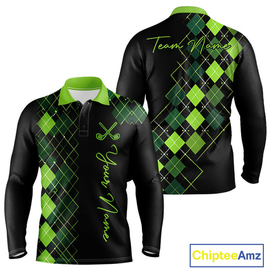 Mens Golf Polo Shirt Argyle Pattern Golf Shirts For Mens Funny White Green Golf Gifts NHT788