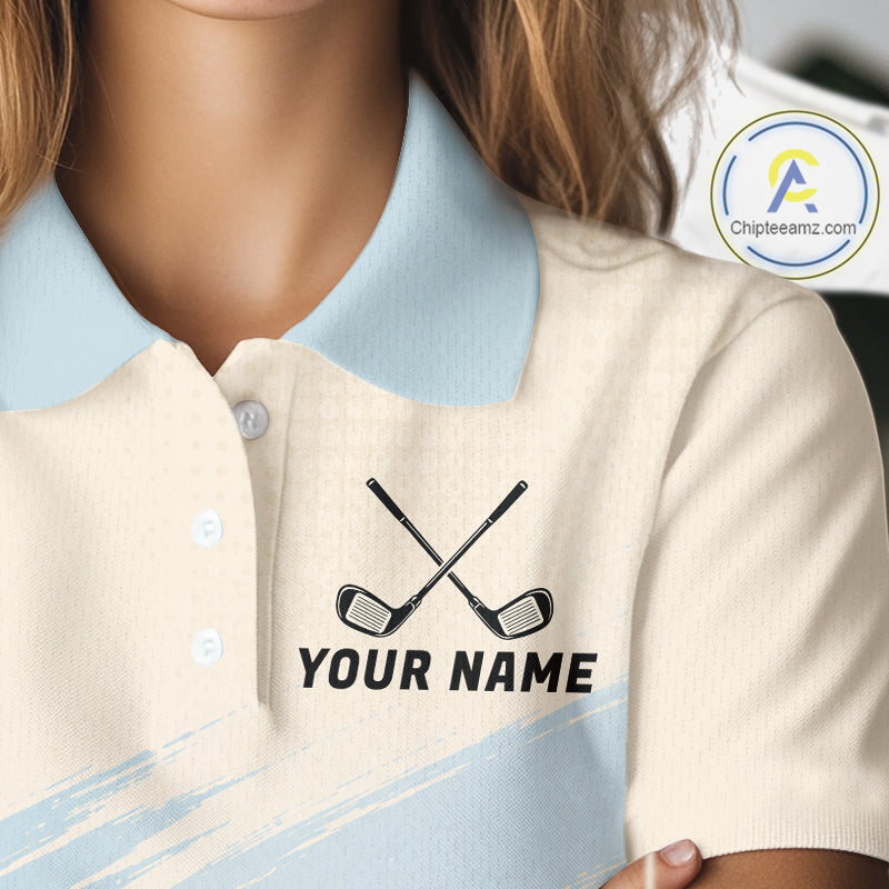 Funny Chicken Golf Polo Shirt Personalized Custom Name Blue Golf Polo For Womens NHT949