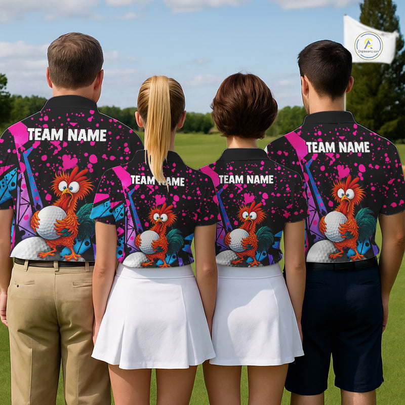 Colorful Funny Chicken Golf Jersey For Men Golf League Golf Team Shirts NHT953