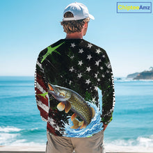 Load image into Gallery viewer, Best Pike Fishing Shirts Long Sleeve American Flag Patriotic Custom Name Fishing Tournament NHT965