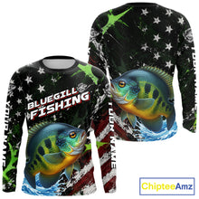 Load image into Gallery viewer, Best Bluegill Fishing Shirt Long Sleeve American Flag Patriotic Custom Name