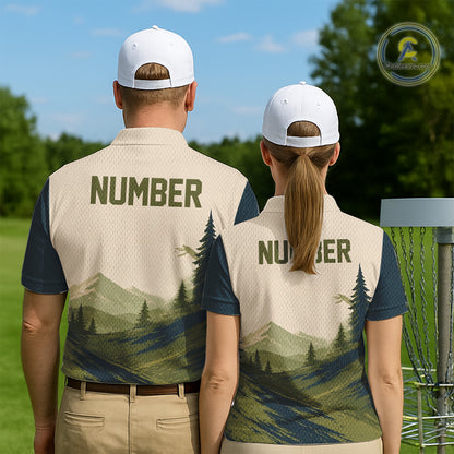 Green Sunset Customized Womens Disc Golf Polo Shirt Number Disc Golf Tops For Women NHT833