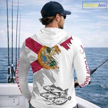 Load image into Gallery viewer, Personalized Inshore Slam Snook, Redfish,Trout Florida Flag Fishing Shirts Long Sleeve Hooded For Men NHT848