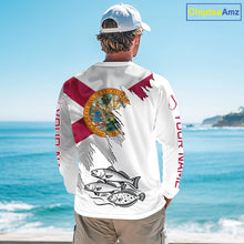 Load image into Gallery viewer, Personalized Inshore Slam Snook, Redfish,Trout Florida Flag Fishing Shirts Long Sleeve For Men NHT848