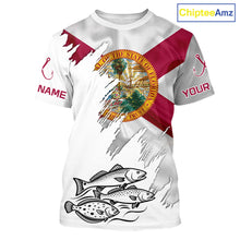Load image into Gallery viewer, Personalized Inshore Slam Snook, Redfish,Trout Florida Flag Fishing Shirts T - Shirt For Men NHT848